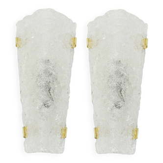 Angular glass wall sconces by Hillebrand, Germany, 1960s.