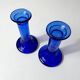 pair of vintage cobalt blue glass candlesticks