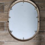 Oval mirror vintage cream plastic frame, 66x50 cm