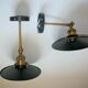 Pair of metal wall lamps in black and gold