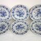 Set of 6 old flat plates with blue decoration, Rouy model, Salins