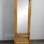 Miroir psyché osier tressé et bambou, années 70/80