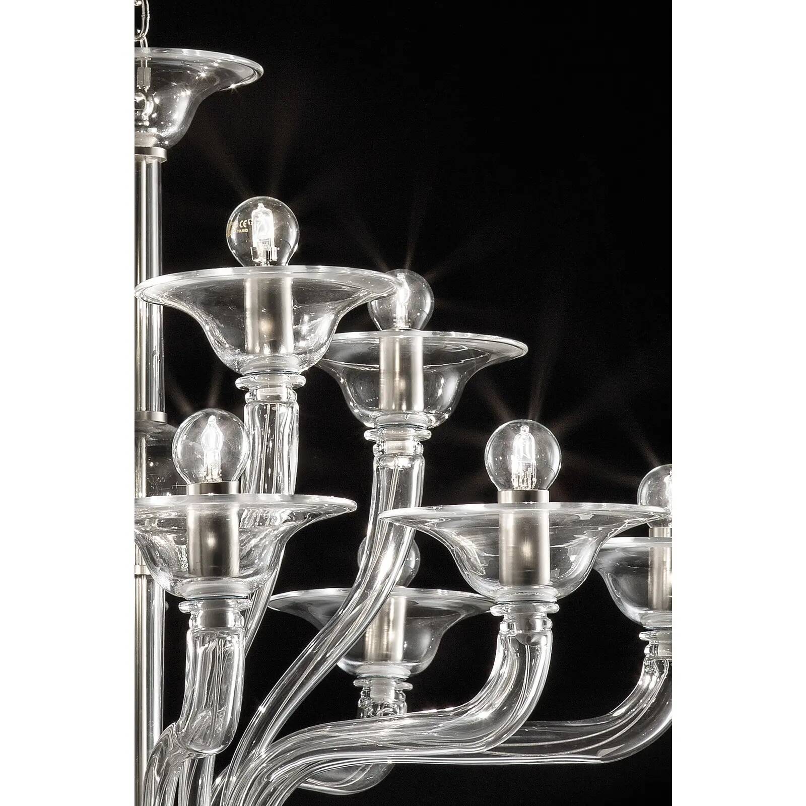 Luxury Transparent Murano Glass Chandelier – Modern Linear Design