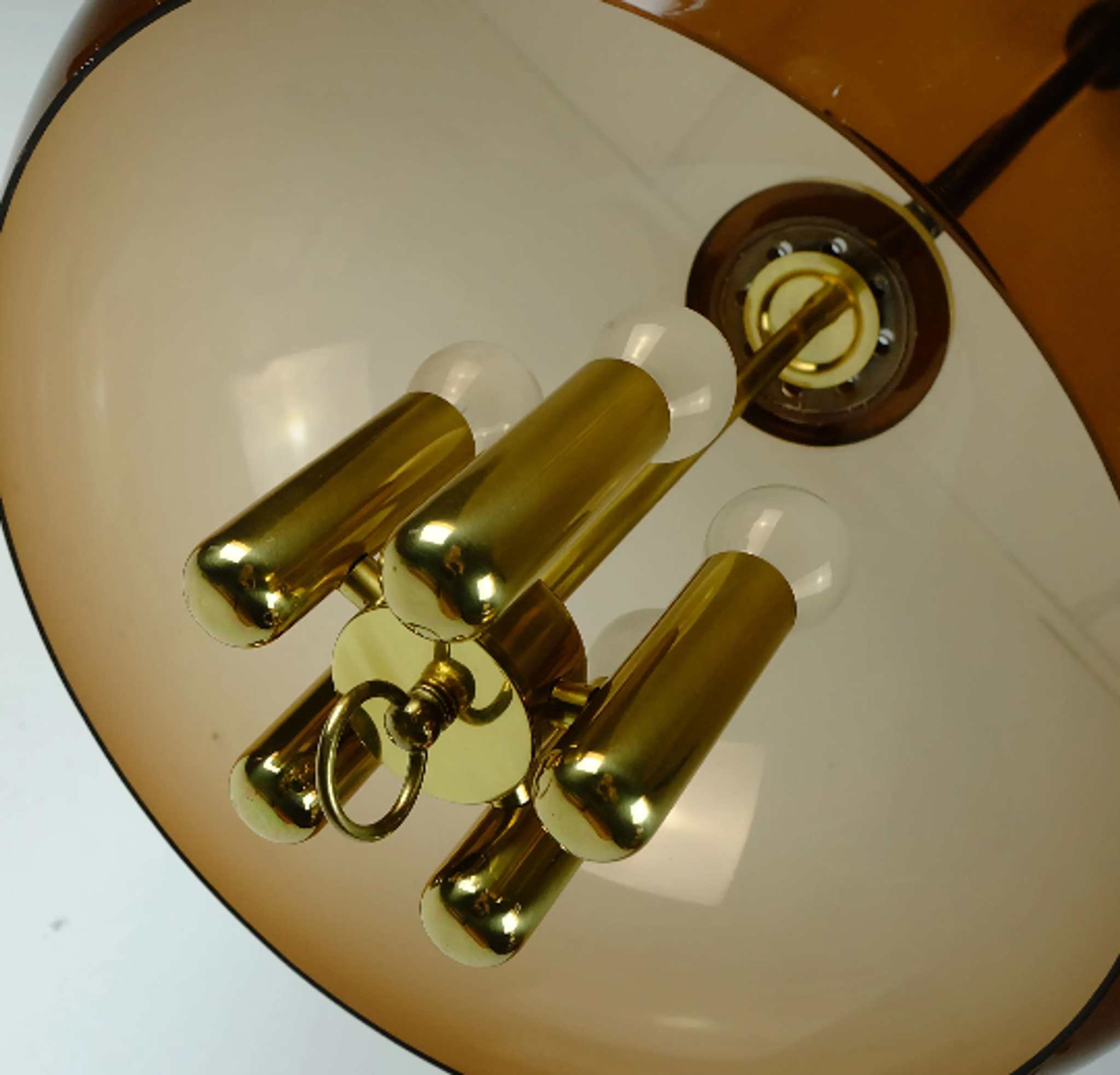 Vintage space age pendant brown acrylic and brass 1970s richard essig pendant lamp