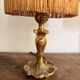 Pair of Bedside Lamps in Gilded Bronze with Pink Silk Shades and Fringes in Louis XV Style