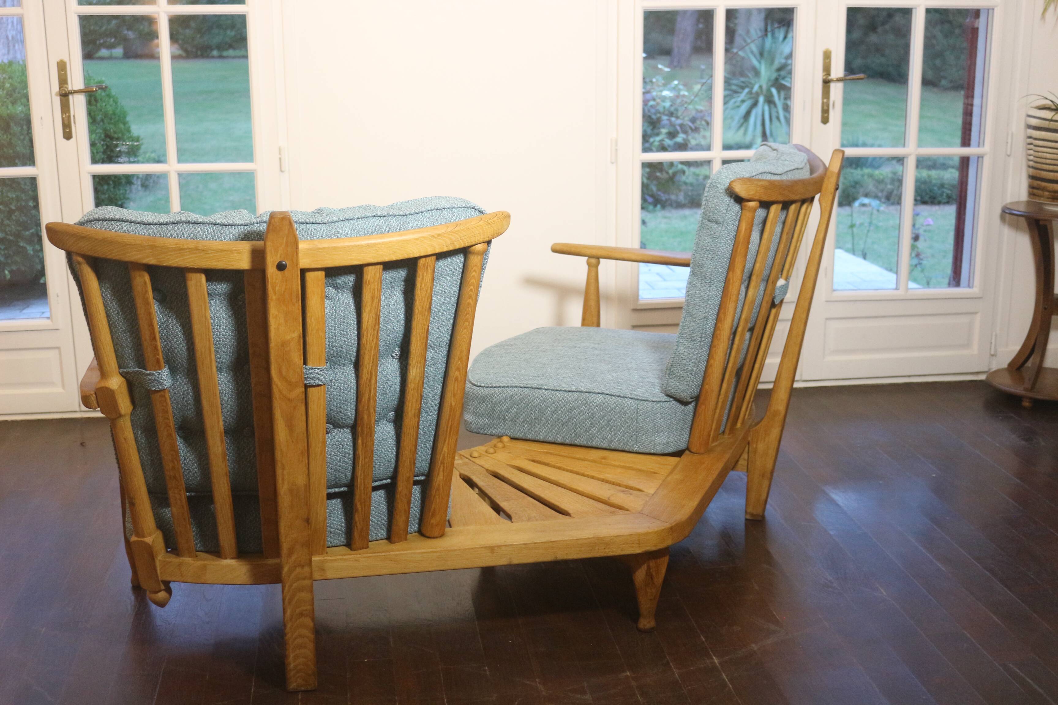 Fan bench by Guillerme and Chambron reupholstered