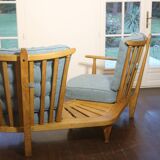 Fan bench by Guillerme and Chambron reupholstered