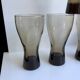 Lot de 4 verres en verre fumé et fond épais années 70