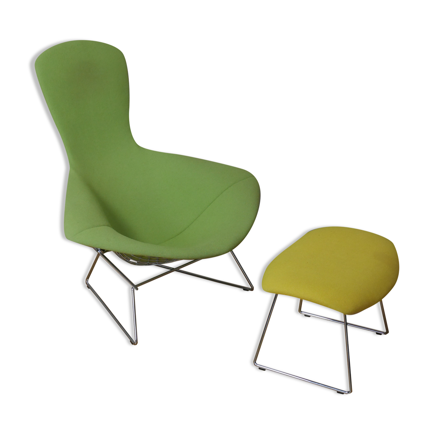 Fauteuil Bird et son ottoman Knoll par Bertoia