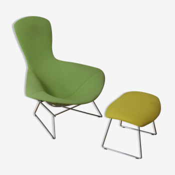 Fauteuil Bird et son ottoman Knoll par Bertoia