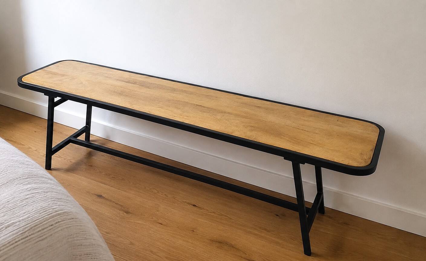 Mango wood and metal bench – industrial style – 161 cm