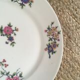 Six flat plates with flowers