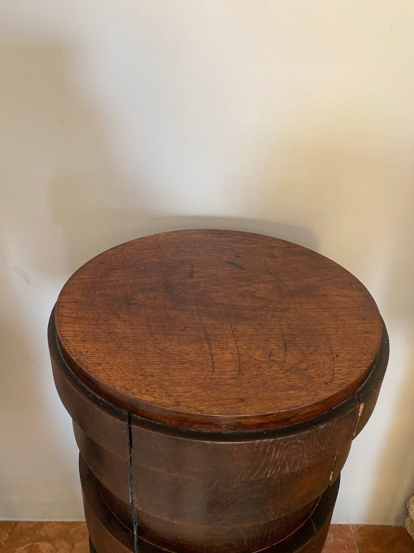 Massive brutalist wooden stool