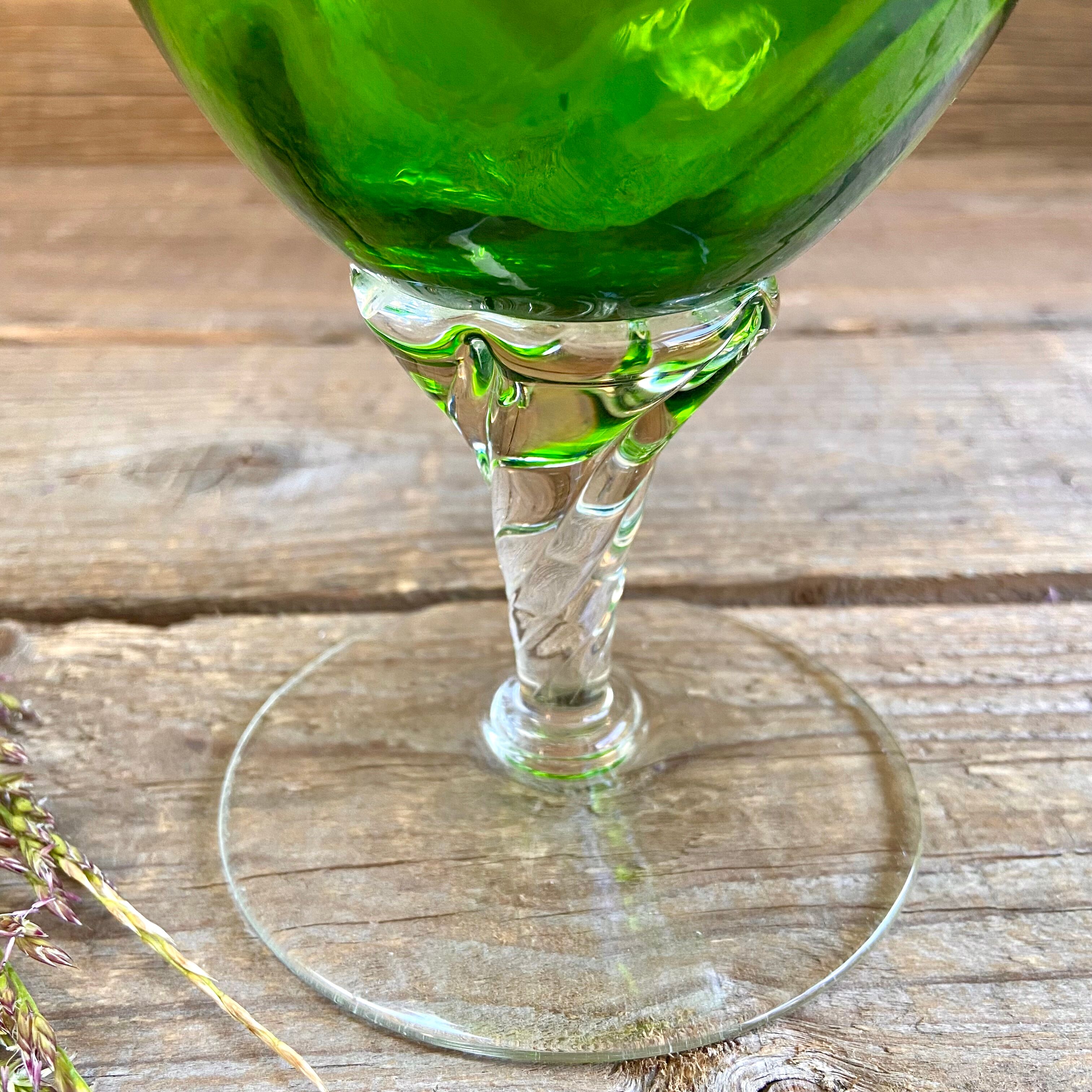 Vase vintage en verre empoli vert