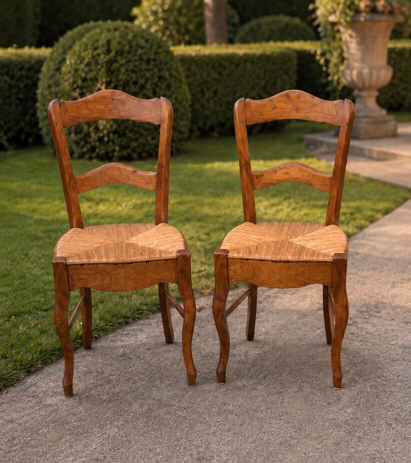 Paire de chaises en merisier de style Louis-Philippe, début du XXe siècle