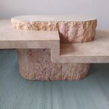 Oval coffee table in stone and marble