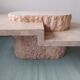 Table basse ovale en pierre et marbre