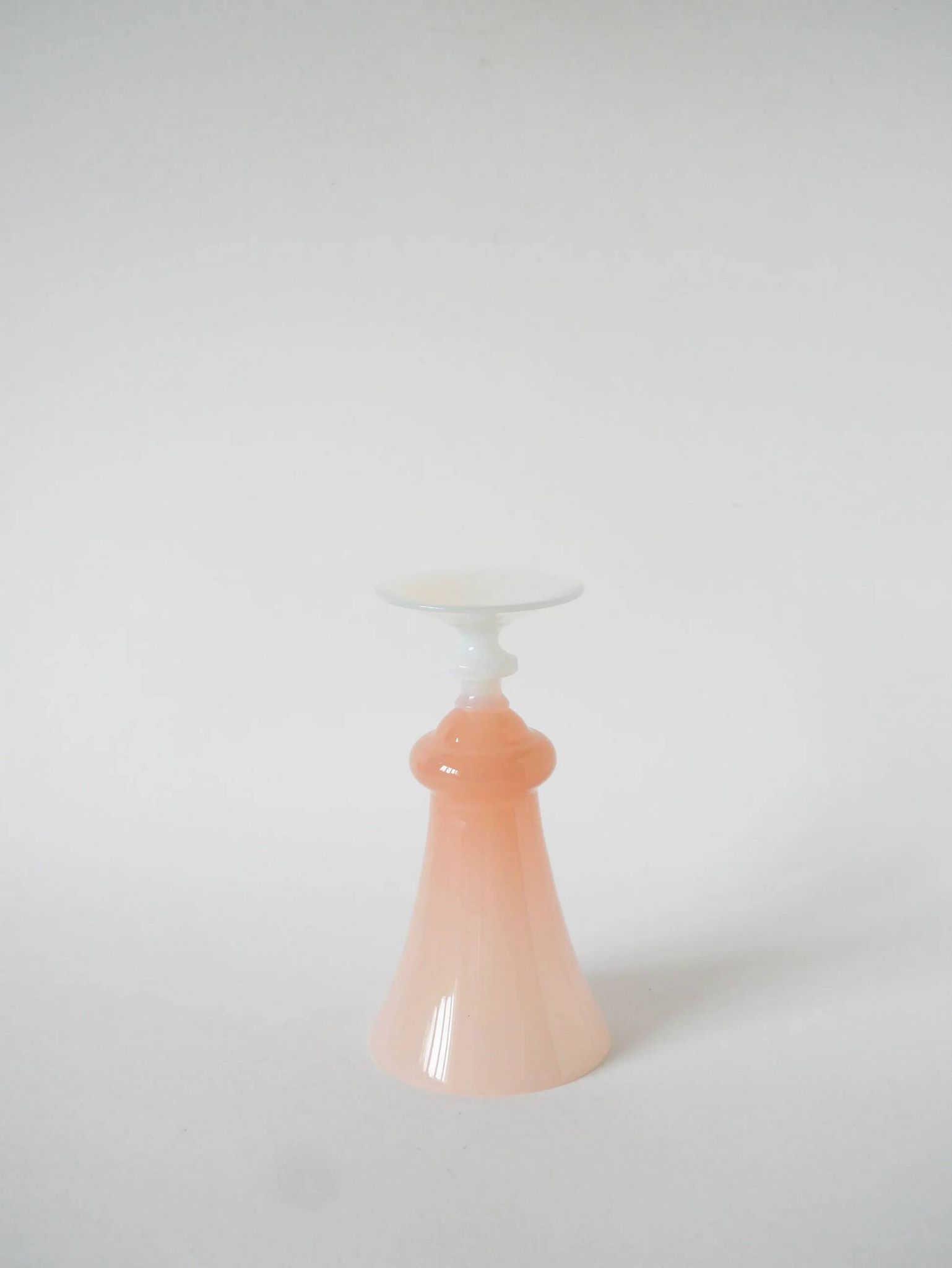 Opaline vase, pink with white feet, 1960