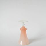 Opaline vase, pink with white feet, 1960