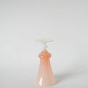Opaline vase, pink with white feet, 1960