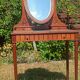 Art Deco oak dressing table, marble top and swivel mirror.