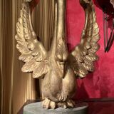 Ittalian Artist, Empire Period Decorative Swan Sculptures, 1800s, Giltwood, Set of 2