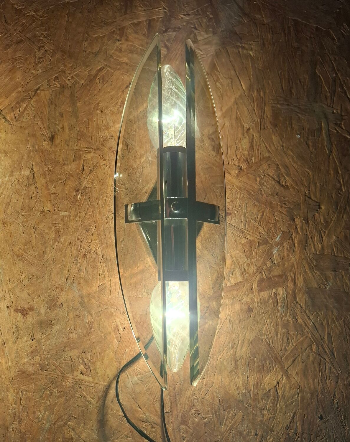 Smoked glass wall lights