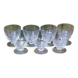 Anciens verres à vin à pied en cristal gravés  ensemble de 7