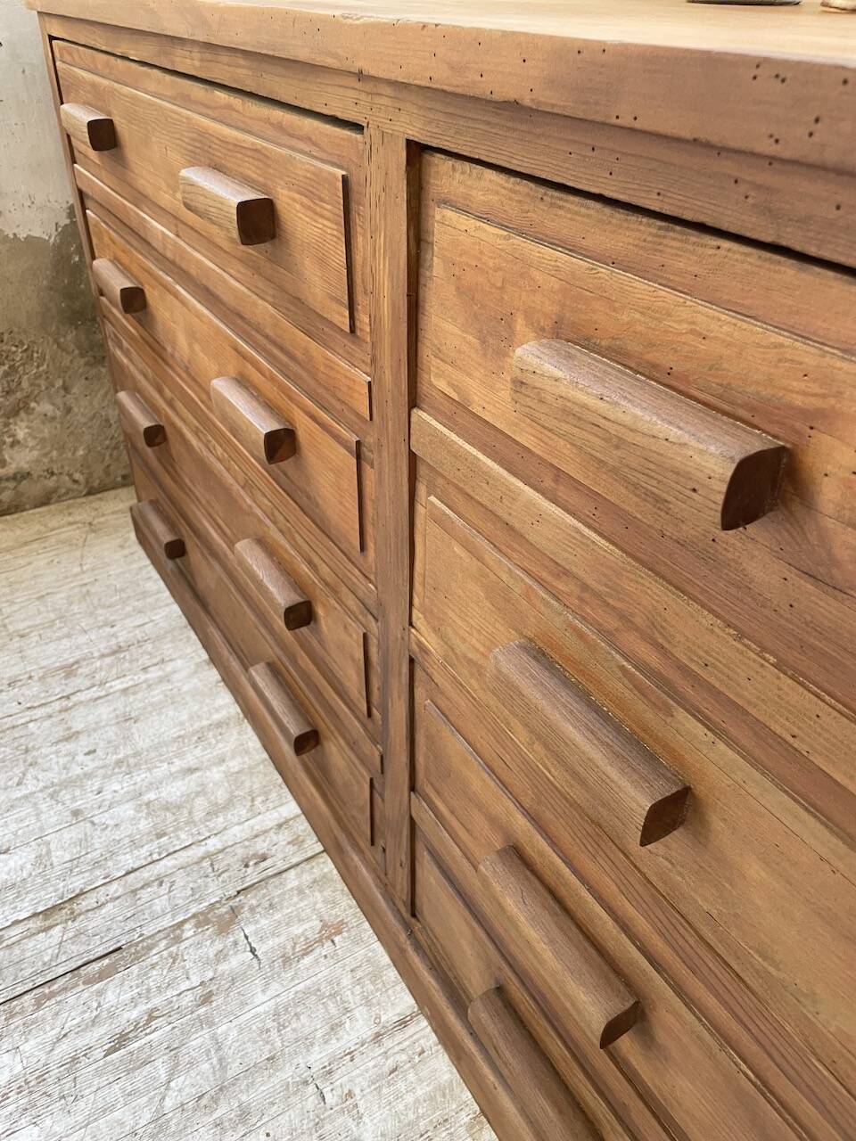 50s pitch pine haberdashery cabinet