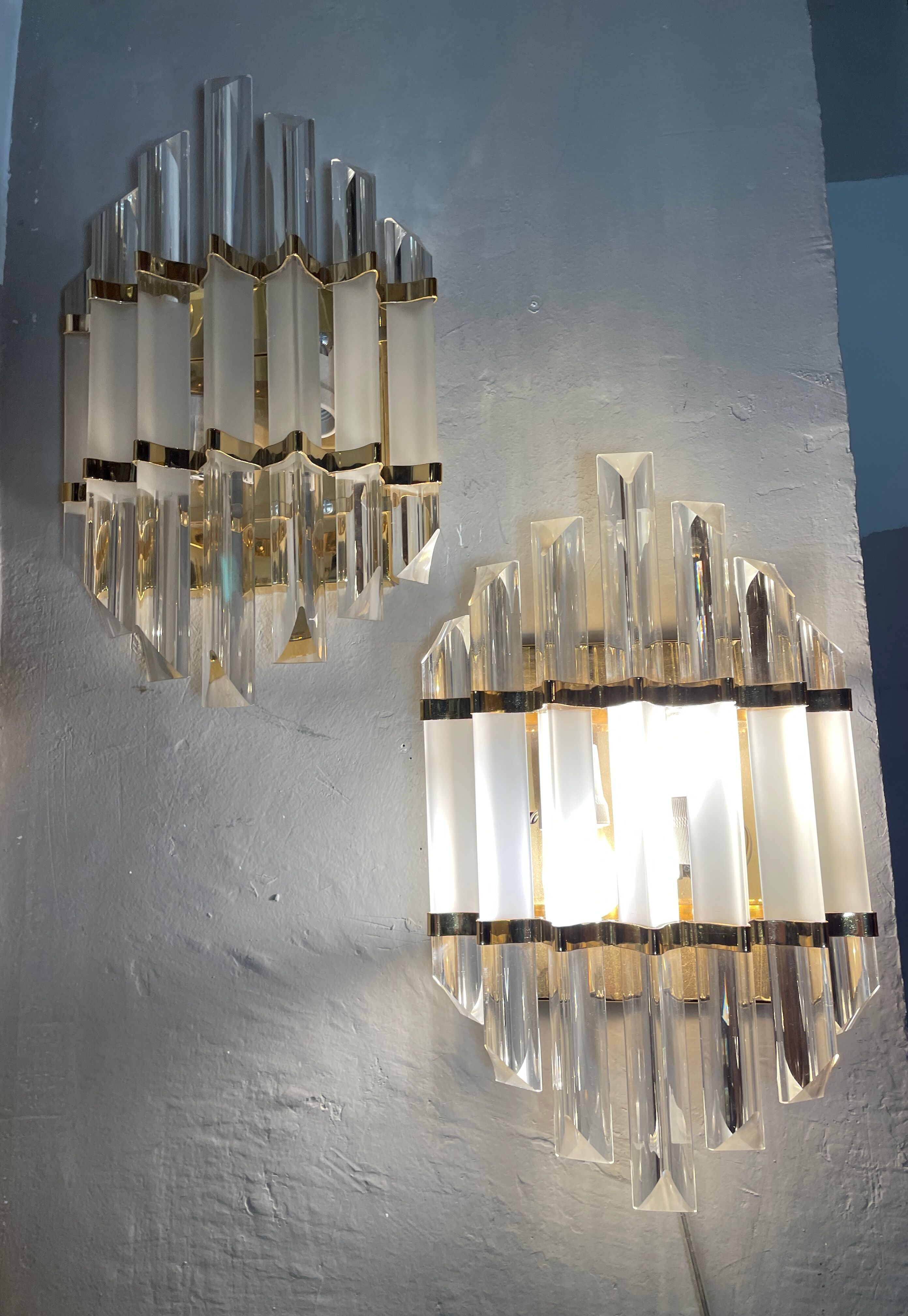 Pair of Benini wall lamps, murano glass Italy 1970s