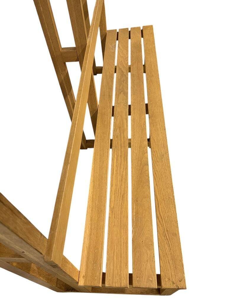 Vintage XL wooden coat rack with bench