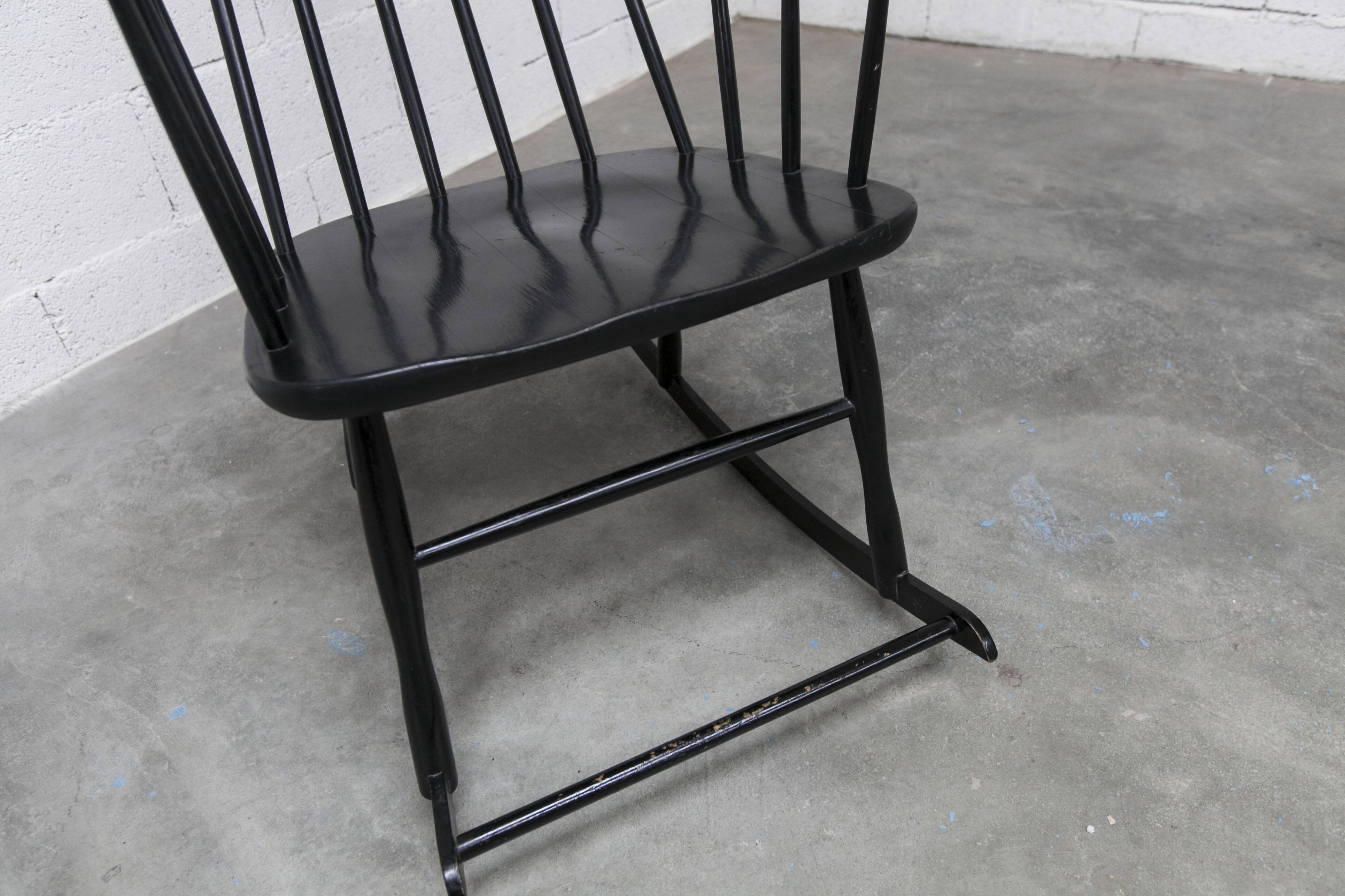 Grandessa rocking chair in black beech by Lena Larsson 1960 for Nesto