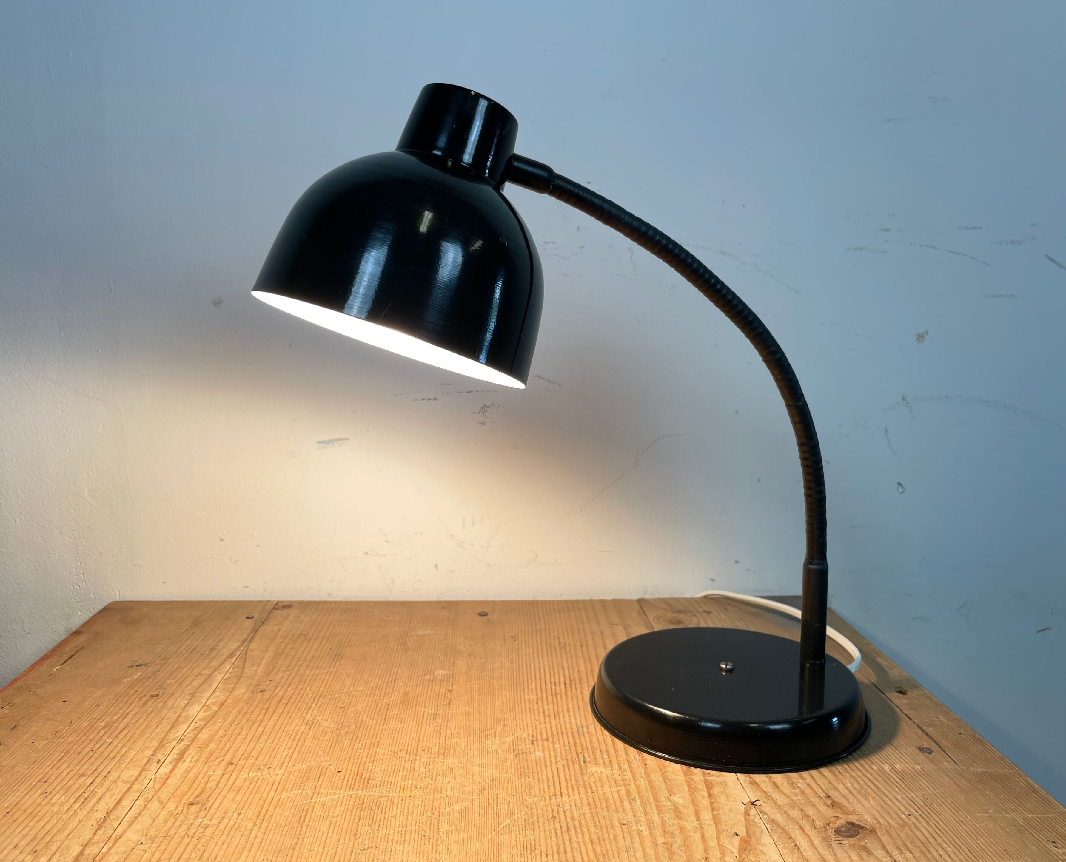 Black Industrial Gooseneck Table Lamp, 1960s