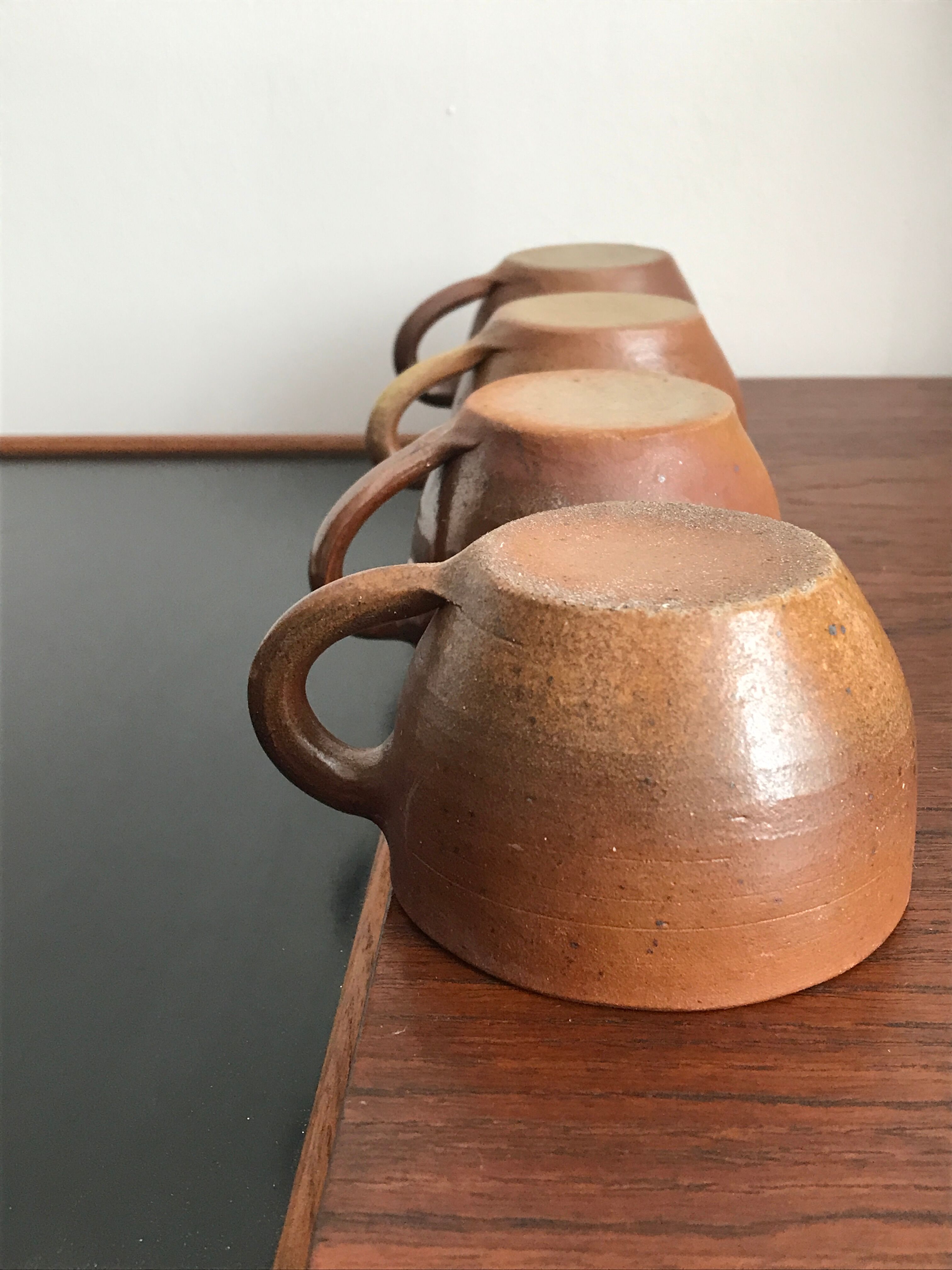 Coffee cups and under cups in gres vintage 1970s - set of 4 cups and under cup