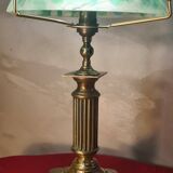 1930s bronze and brass desk lamp 39x22 superb glass lampshade elec ok