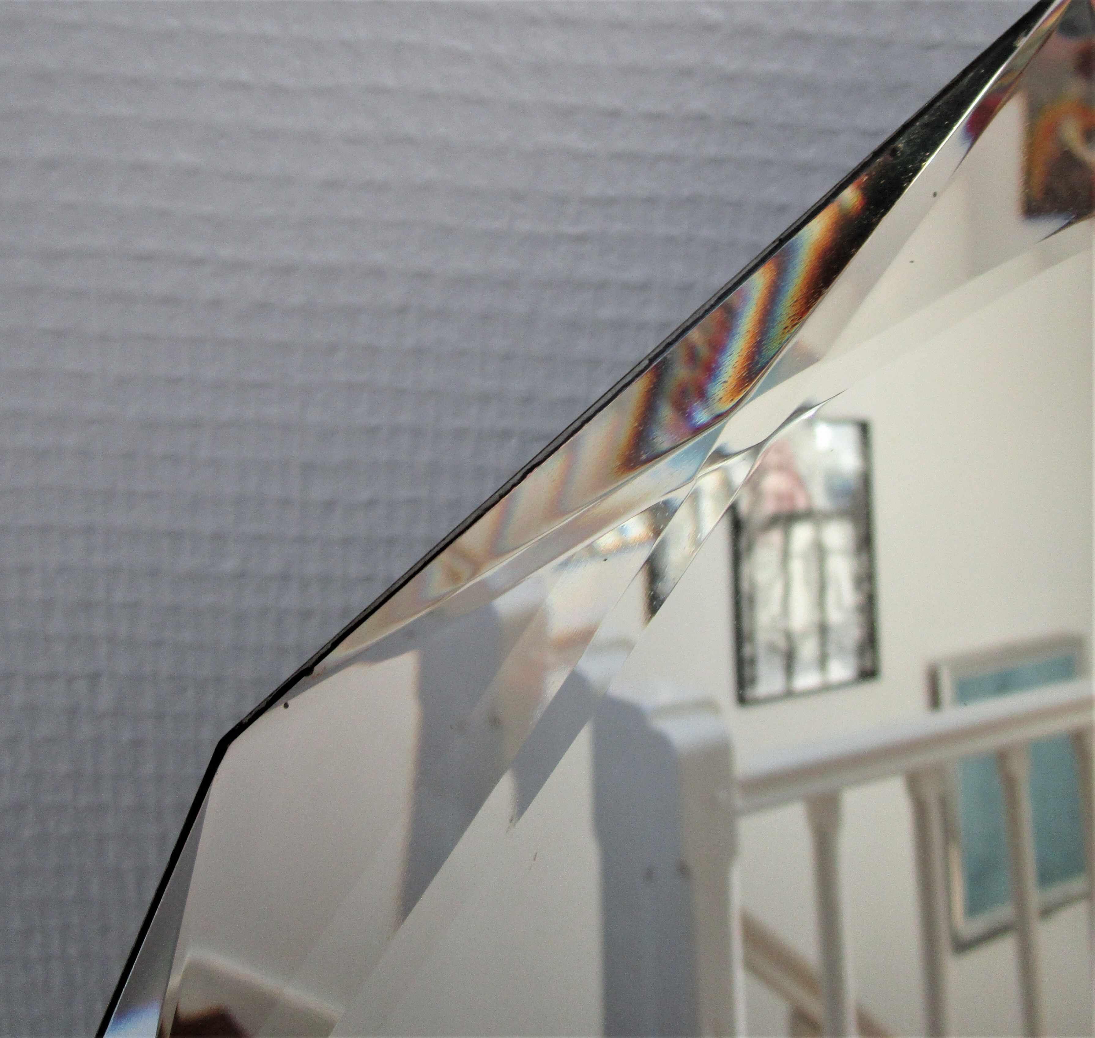 Bevelled wall mirror cut diamond with twelve sides 48 cm x 60 cm