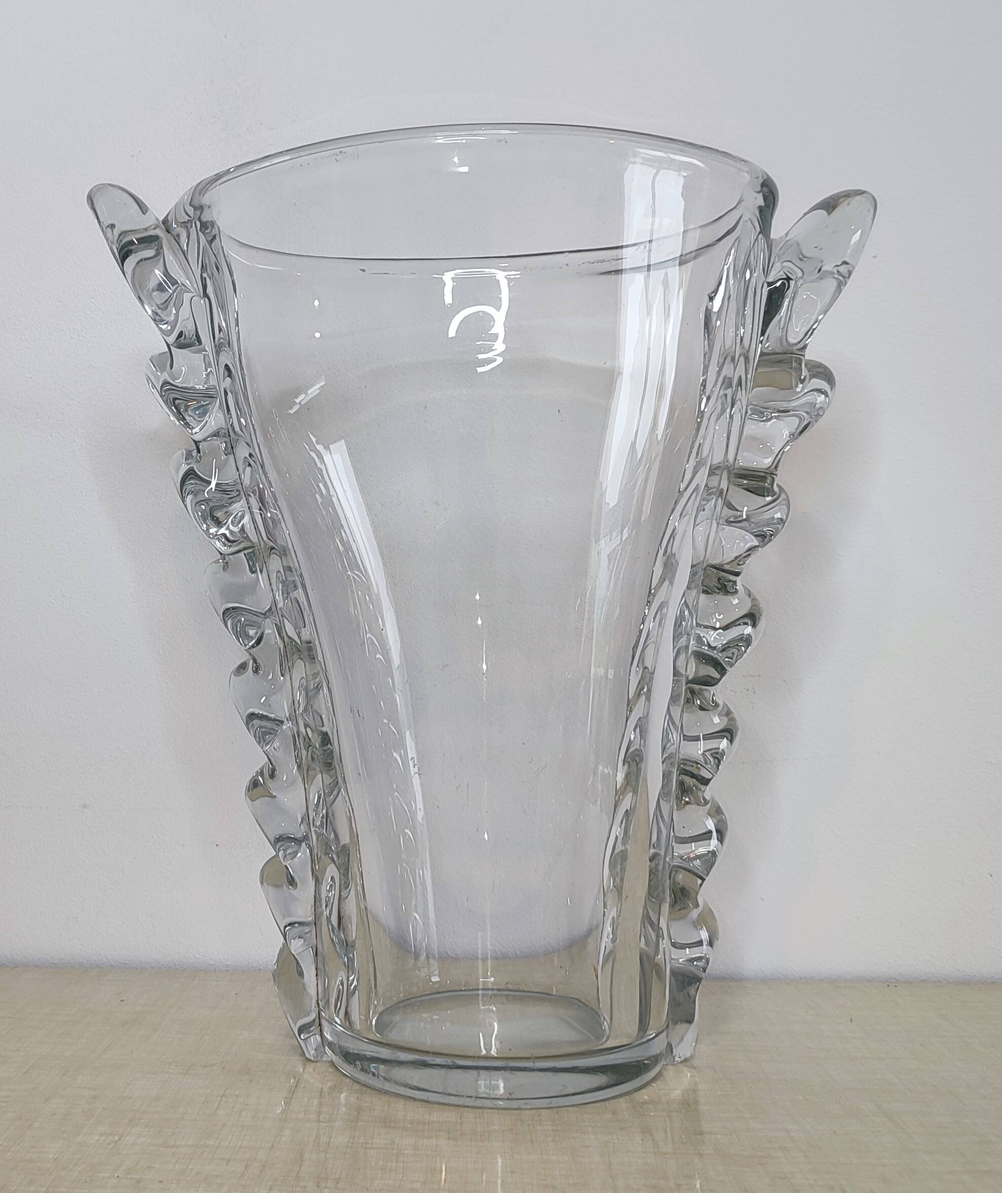 Large oval crystal vase