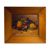 Still life with quetsches and pears signed and dated 1935