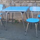 Blue formica set Jafae and its 4 vintage chairs, 70s