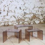 Smoked plexiglass nesting tables, 1970