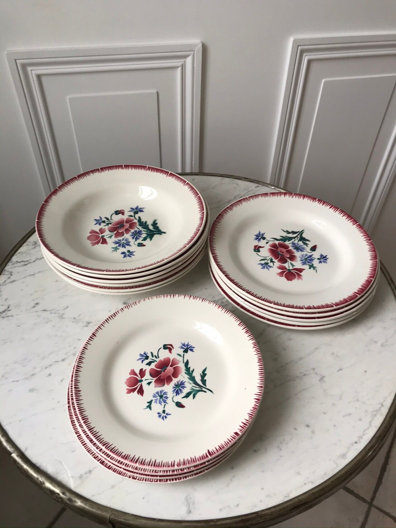 Lot of 6 hollow plates Digoin Sarreguemines model Prairial