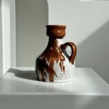 Small white and brown vase or pitcher West Germany H:15cm D:10.5cm