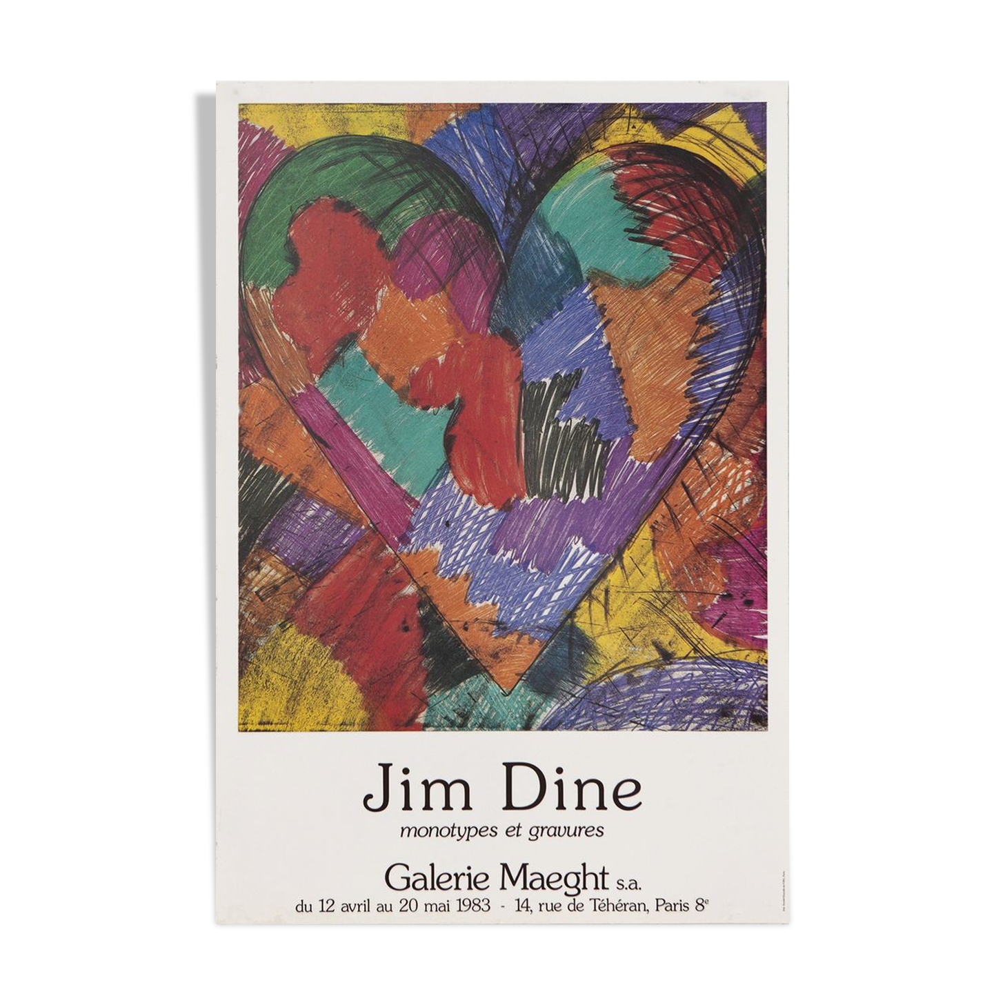 jim dine, monotypes and engravings, galerie maeght, 1983, exhibition poster