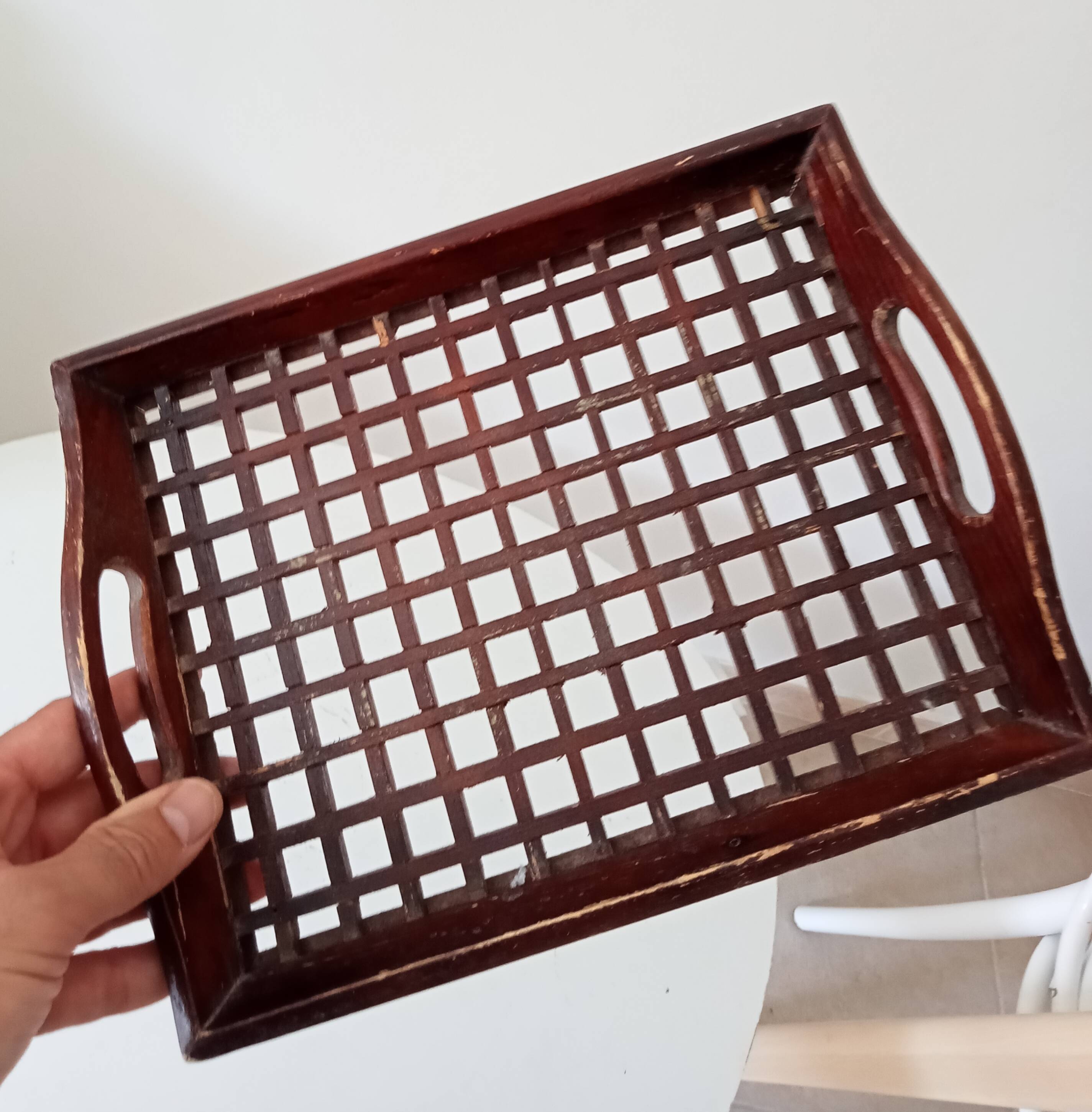 Plateau vintage fait main art populaire asie