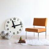 Modernist armchair in chromed metal and imitation leather, 50s/60s