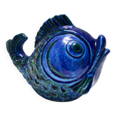 Rimini Blue Ceramic Fish Money Box by Bitossi, Italy