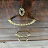 Chest of drawers with five drawers in wood and brass