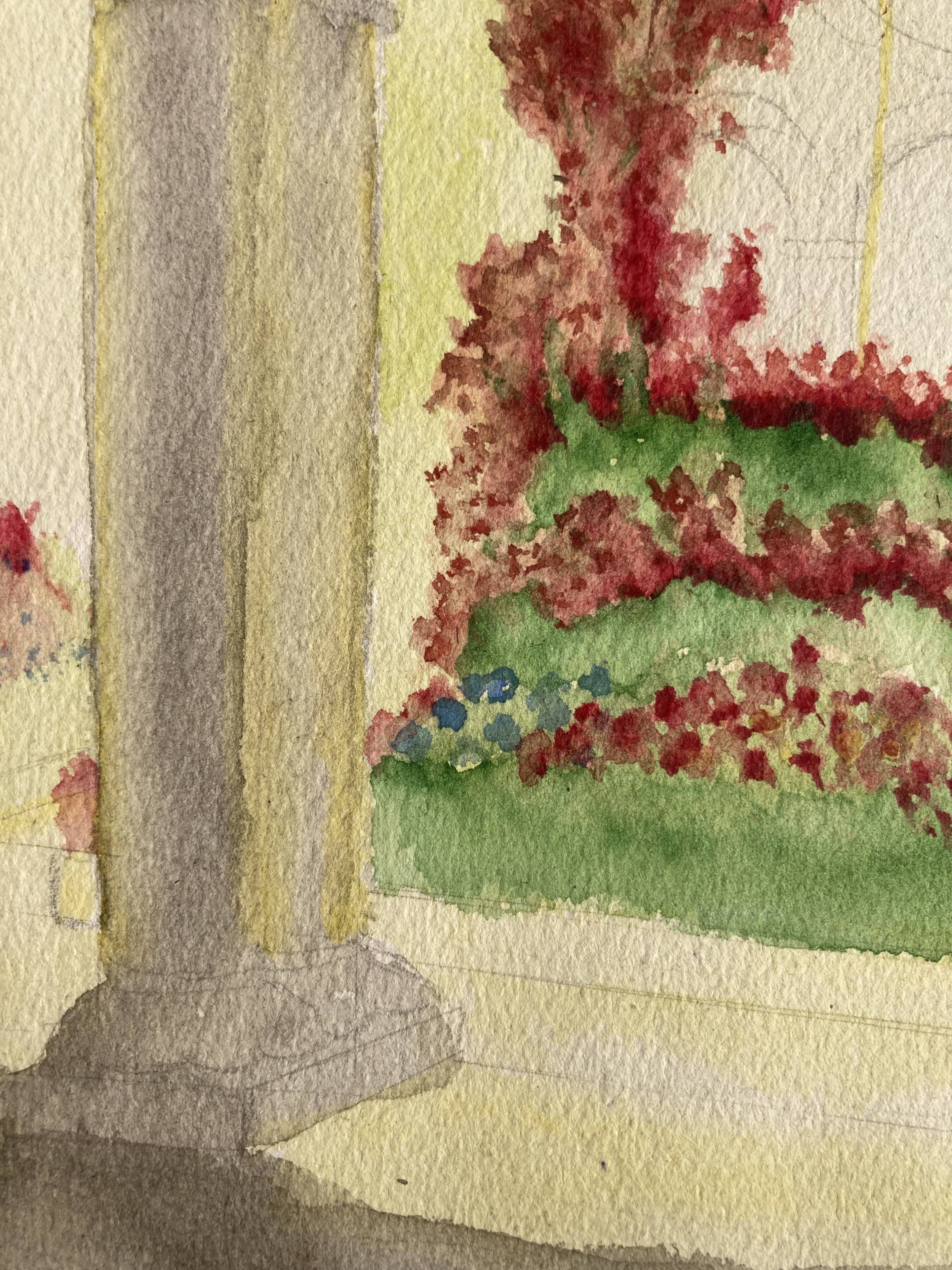 Aquarelle vintage au puits