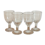 4 verres anciens à porto ou apéritif en verre soufflé 19ème