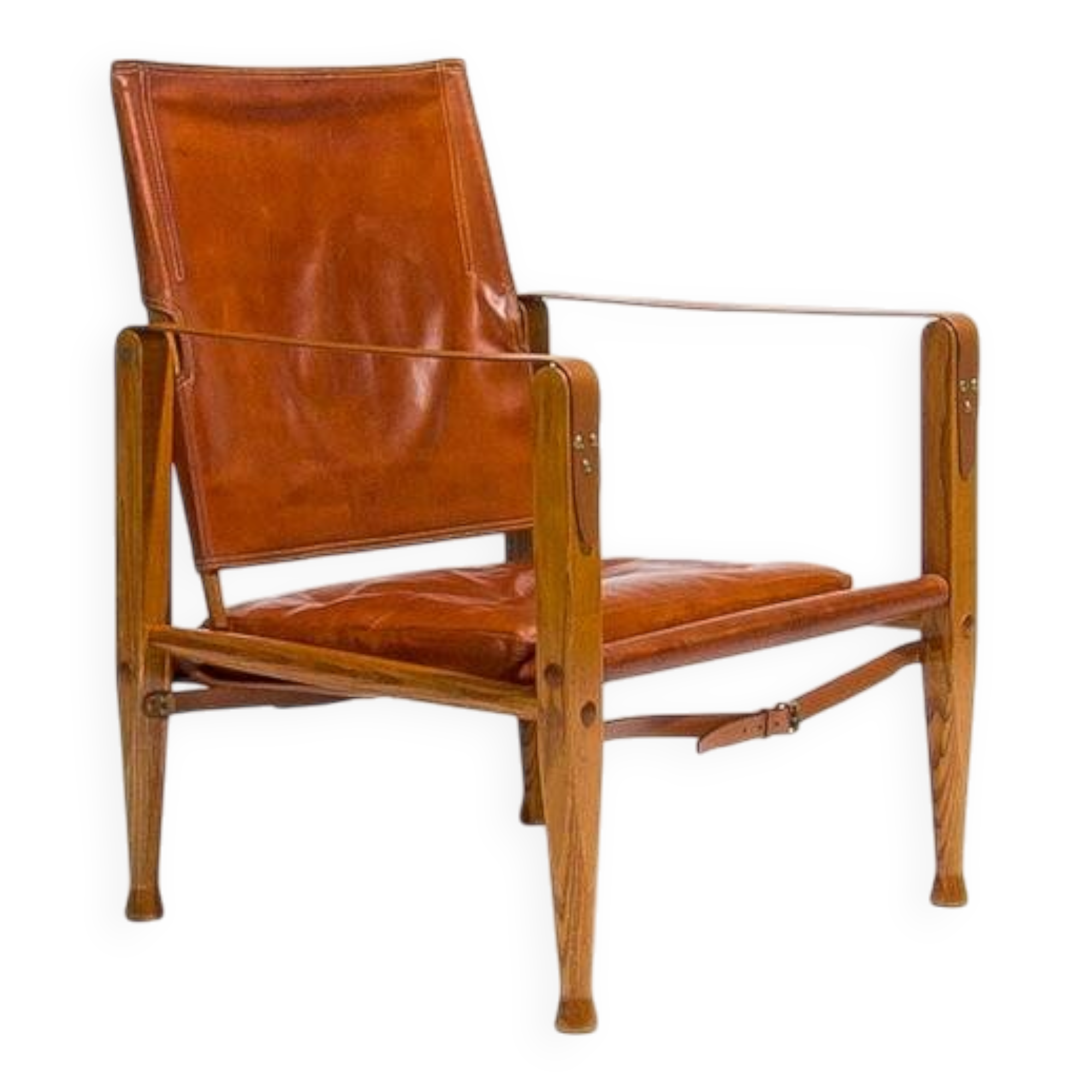 Kaare Klint Safari Chair in Oak and Leather by Rud Rasmussen